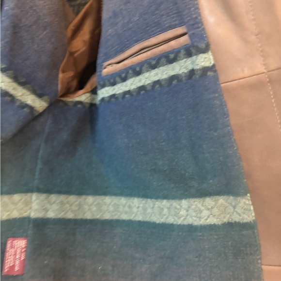 The Territory Ahead Leather Jacket Aztec Southwest Blanket Lined Brown Men’s M - Picture 10 of 15